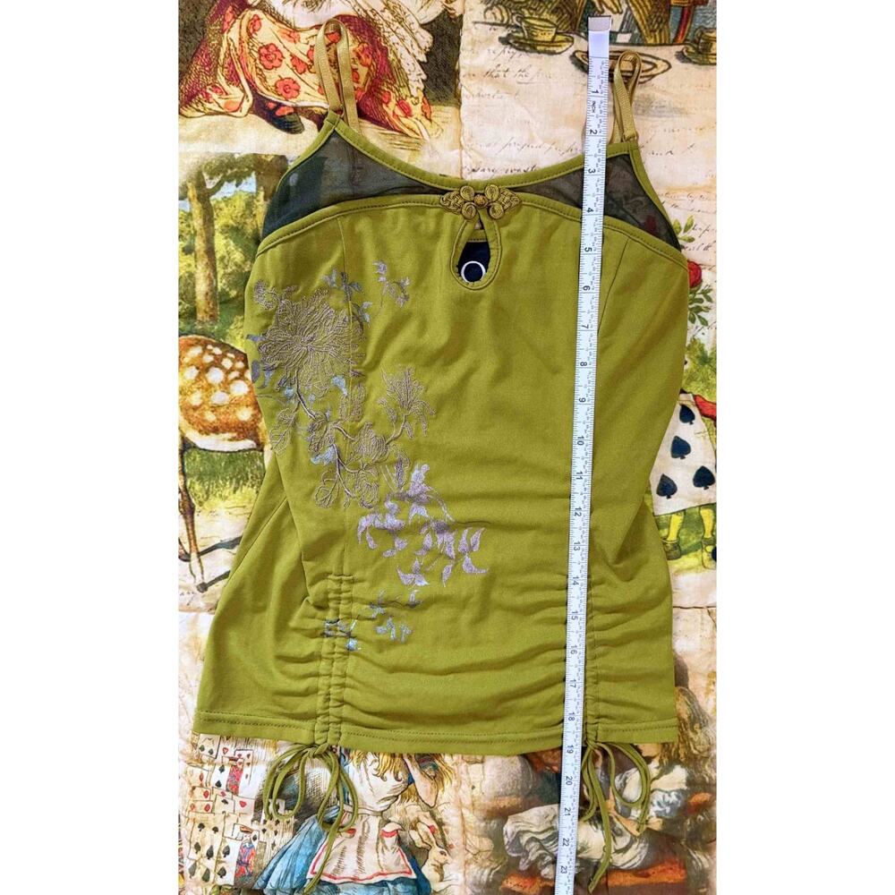 Ozz Oneste Embroidered Camisole Tank Top Green Japan Jfashion Punk y2k Grunge - Picture 10 of 16
